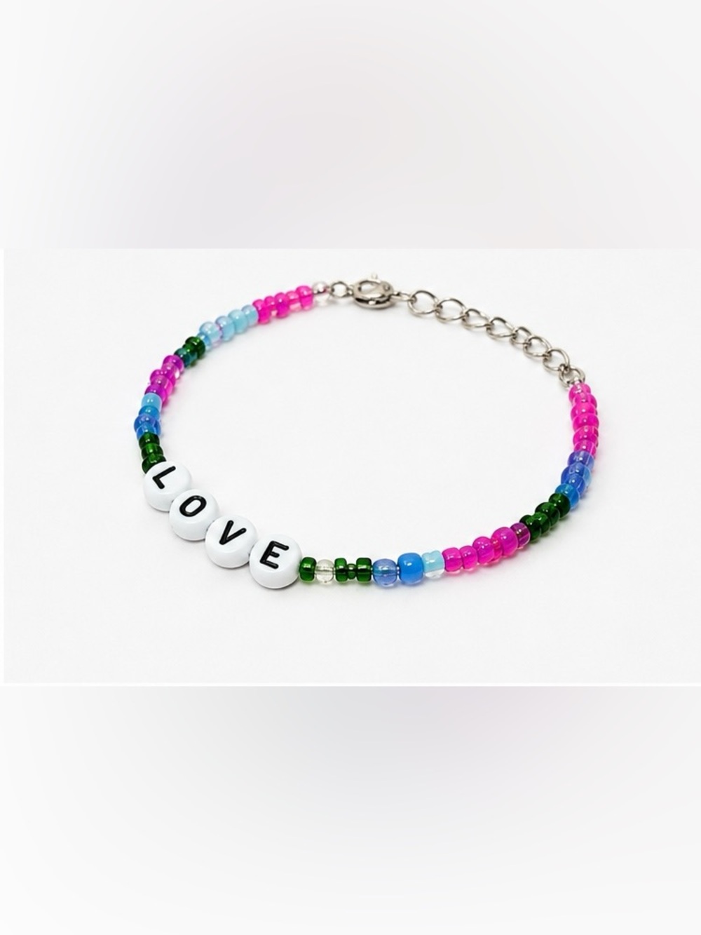 Beaded Bracelet/Anklet: “Love” - Handmade
